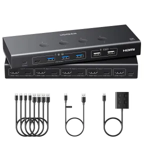 UGREEN Switch KVM HDMI 4K 60Hz, 4 entradas y 1 salida, 4 PCs