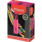 Maped: 12 rotuladores fluorescentes rosas, punta biselada