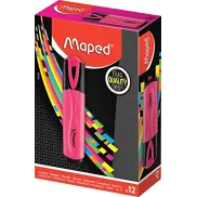 Maped: 12 rotuladores fluorescentes rosas, punta biselada