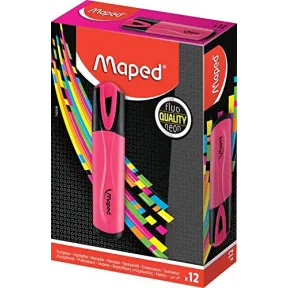 Maped: 12 rotuladores fluorescentes rosas, punta biselada