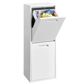 SONGMICS Cubo de Basura de Acero 34L con 2 Compartimentos