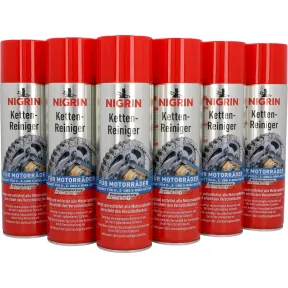 NIGRIN Limpiador de cadena: pack de 6 x 500 ml con 15 % extra
