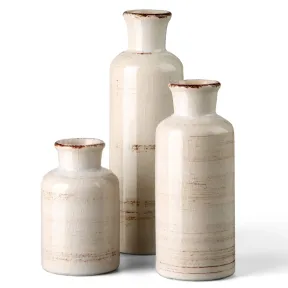 Set de 3 Jarrones Rústicos de Cerámica Decorativos