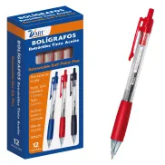 Caja de 12 bolígrafos rojos retráctiles de 1 mm