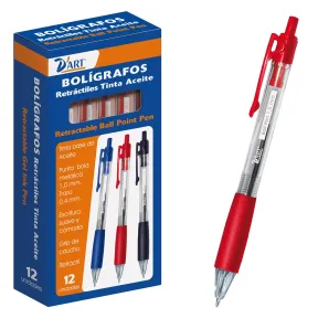 Caja de 12 bolígrafos rojos retráctiles de 1 mm