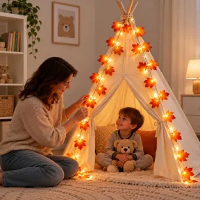 Guirnalda AdalyRoma 20 LED con hojas de arce, 2,5 m