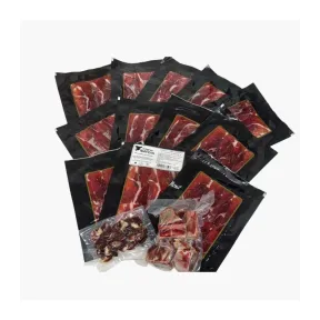 Jamón de cebo 50% ibérico 7,5 kg: lonchas, taquitos y huesos