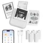 Mini Impresora Fotográfica para Móvil con 6 Rollos Térmicos