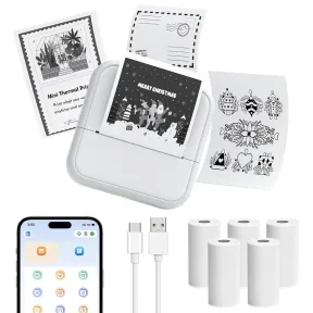 Mini Impresora Fotográfica para Móvil con 6 Rollos Térmicos