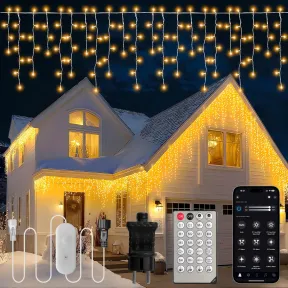 Gliztech 20M Cascada Navidad Exterior con App Blanco Cálido