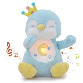 Peluche Pingüino Azul que Respira con Música para Bebés
