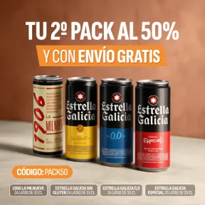 Estrella Galicia: 50% de descuento en el segundo pack