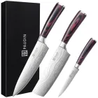 Set de 3 cuchillos de acero inoxidable con mango de madera