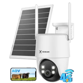 COCOCAM 247 Cámara Vigilancia Solar 4G SIM sin WiFi AOV