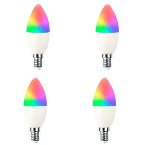 Pack de 4 bombillas LED vela WiFi RGBWW