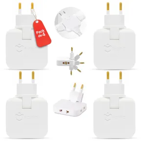 Pack 4 ladrones de enchufe planos 3 tomas giratorios 180°