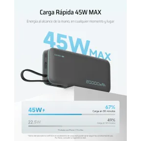 CUKTECH CP25 Power Bank 20.000 mAh 45 W con cable USB-C