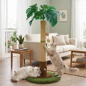 Rascador para gatos con palmera y pelota colgante