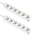 Pack 2 Regletas 6 Enchufes Schuko 1m Blancas sin Interruptor