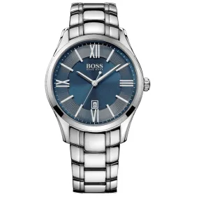 HUGO BOSS Reloj de cuarzo en acero plateado y azul