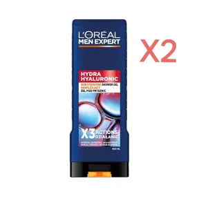 X2 L'Oréal Men Expert Hydra Hyaluronic Gel de Ducha 400 ml