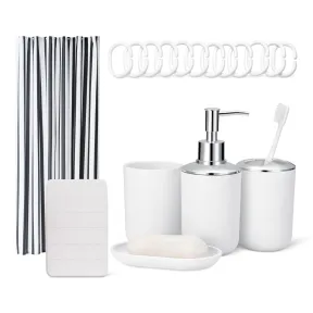 Amazon Basics: Set de Baño con Cortina y Alfombrilla
