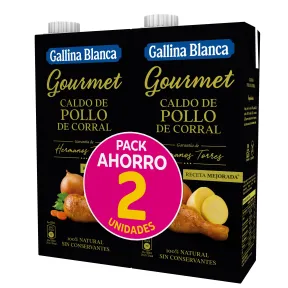 Gallina Blanca Caldo Gourmet de Pollo de Corral 100% 2 x 1L