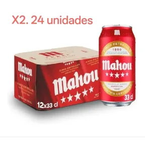 Mahou 5 Estrellas Lager Dorada, 24 Latas de 33 cl