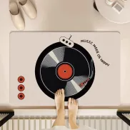 Alfombra de baño con dibujo de disco de vinilo