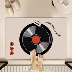 Alfombra de baño con dibujo de disco de vinilo