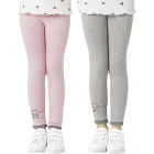 Pack 2 Leggings Algodón Bordados Niña Rosa y Gris 6 Años