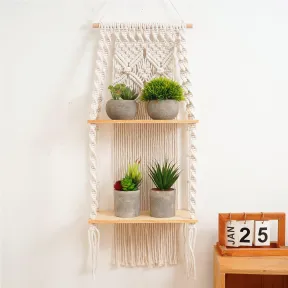 Estante Colgante de Macramé Bohemio con Borlas