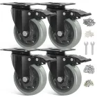 Set de 4 Ruedas para Muebles 100 mm Gris con Freno
