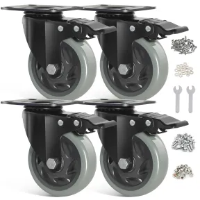 Set de 4 Ruedas para Muebles 100 mm Gris con Freno