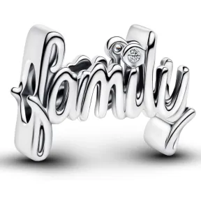 Charm Pandora Family manuscrito de plata con circonita