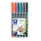 Rotuladores Staedtler Lumocolor 318 WP6, 6 colores