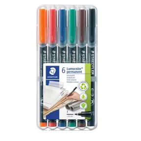 Rotuladores Staedtler Lumocolor 318 WP6, 6 colores