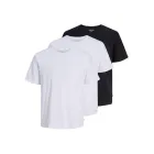 JACK & JONES Pack 3 camisetas O-Neck: 2 blancas y 1 negra