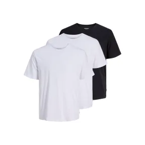 JACK & JONES Pack 3 camisetas O-Neck: 2 blancas y 1 negra