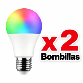 Pack 2 Bombillas LED Smart WiFi E27 10W RGBWW 806 lm