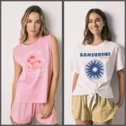 Pijama corto de algodón Snoopy o Santorini XS-XL