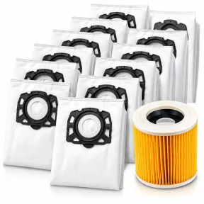 12 bolsas y filtro Awinker para Kärcher WD 2/3 KWD 1-3
