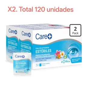 Care+ Toallitas Oftálmicas Estériles, 120 unidades