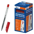 Caja de 50 bolígrafos semigel rojos de 1 mm