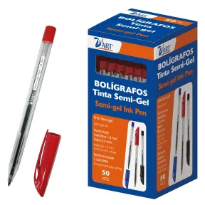 Caja de 50 bolígrafos semigel rojos de 1 mm