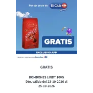 Bombones Lindt 100 g gratis en compras de más de 50 €