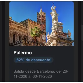 Barcelona - Palermo ida y vuelta 26-30 nov