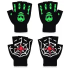 2 Pares de Guantes Halloween: Calavera Luminosa y Araña