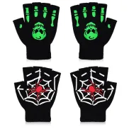 2 Pares de Guantes Halloween: Calavera Luminosa y Araña