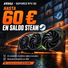 Hasta 60 € en Steam con gráficas MSI RTX 50 en Amazon